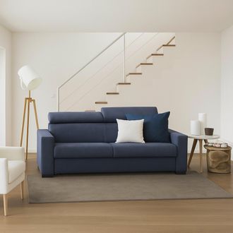 Dmora Sof&aacute; Fijo Dkalul, Gran Sof&aacute; De 2 Plazas, 100% Made In Italy, Sof&aacute; Sala De Estar, En Tela Acolchada, Con Reposacabezas Ajustable Y Reposabrazos Est&aacute;nda