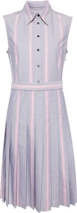 Thom Browne striped belted dress - women - Cotton/Cotton - 42 - Grey