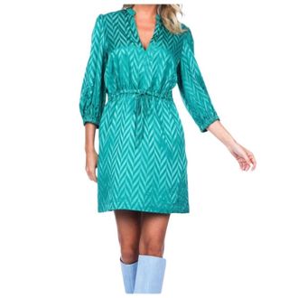 Twinset Short Dresses, female, Green, XS, Adjustable Waist Short Dress