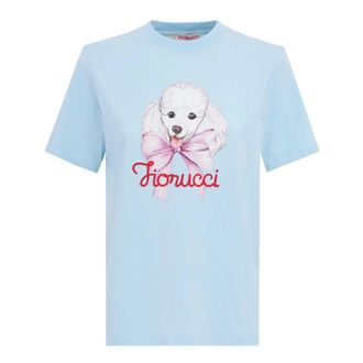 Fiorucci T-Shirts, female, Blue, Size: XS Poodle Logo Print Regular T-Shirt