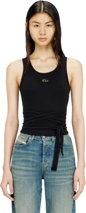 Diesel Crop top with wrap-around laces - T-Shirts - Woman - Black