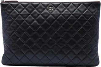Chanel Pre-owned Quilted Lambskin Clutch - Dames - Vintage Clutch - Zwart - ONE Size - Leer - Vintage