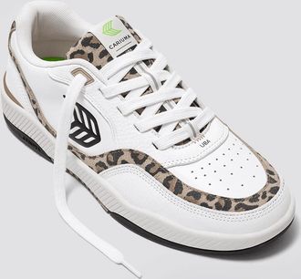 Cariuma Womens Cariuma UBA Sneaker White Leather Leopard Print Comfort Shoes HAWK2319