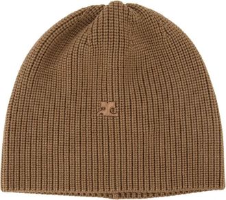 Courr&egrave;ges Beige Wol Unisex AC Beanie - unisex - Hoeden - Beige - S - Wol - Accessoires