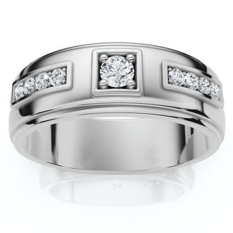 Pompeii3 1/4 Ct Diamond Mens Wedding Band High Polished 7mm Ring
