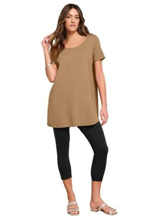 Roaman's Plus Size Cotton Ultimate Scoopneck Swing Tunic in Soft Camel at Nordstrom, Size 28
