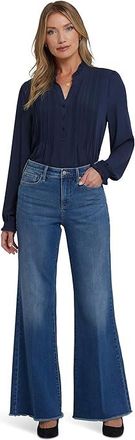 NYDJ Mia Palazzo Jeans Frayed Hems Womens Jeans Romantic Indigo : 12, Cotton/Denim/Elastane