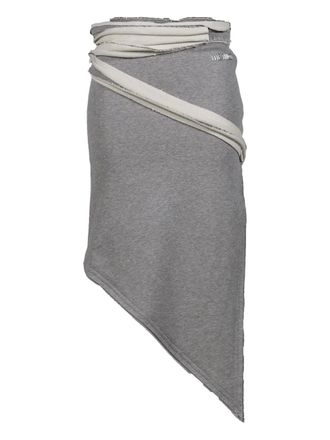 The Attico asymmetrical frayed-edge midi skirt - women - Cotton - 38 - Grey