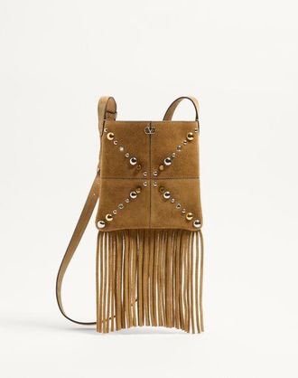 Valentino Garavani Valentino Garavani Nellc&ocirc;te Small Shoulder Bag In Suede With Fringes Wo