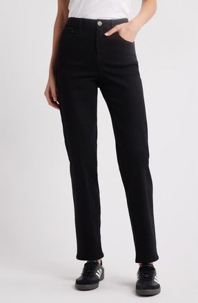 1822 Denim High Waist Straight Leg Jeans in Black at Nordstrom, Size 31