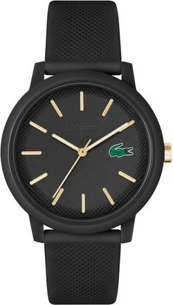 Lacoste 12.12 Silicone Strap Watch, 42mm in Black at Nordstrom
