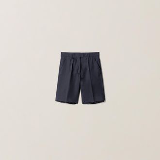 Miu Miu Panama Cotton Bermudas, Woman, Navy, Size 40
