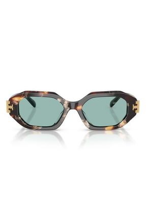 Tory Burch 51mm Irregular Sunglasses in Wavy Tortoise /Petrol Green at Nordstrom