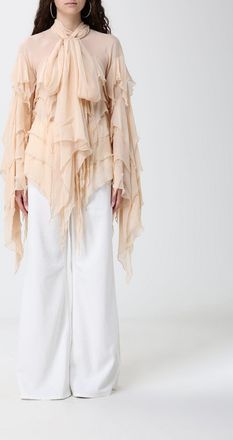 Blumarine Blusa asimmetrica con rouches in viscosa