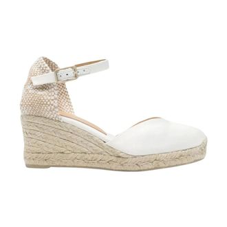 Castaner Schoenen, Dames, Wit, 35 EU, Leer, Witte Espadrille Sleehak Sandaal