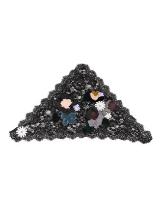 Dolce & Gabbana Womens Black Lace Floral Applique Cotton Veil Hat Nylon