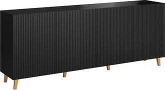 Mirjan24 Aparador Levmari 101, Negro, 83x201cm, N&uacute;mero De Puertas: 040cm, Aglomerado Laminado, Mdf