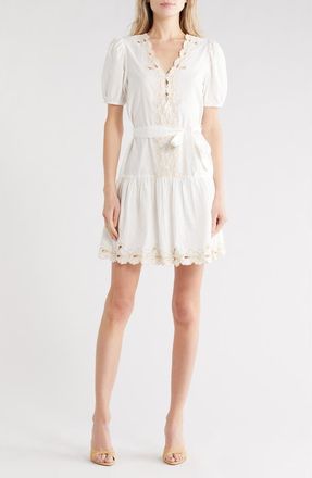 Rails Tulip Short Sleeve Cotton A-Line Dress in White at Nordstrom Rack, Size X-Large