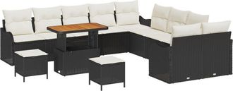 vidaXL Vidaxl - Garden Sofa Set with Pillow 13 pcs Black, Cream 90 x 55 x 71 cm