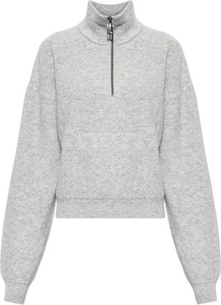 Victoria Beckham Milano Half-zip Sweater - Dames - Coltruien - Grijs - S - Wol - Truien & Vesten