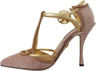 Dolce & Gabbana Velvet T-Strap Pumps - Dames - Pumps - Roze - 36 EU - Schoenen