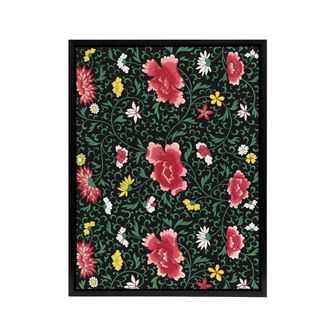 Artery8 Owen Jones Elegant Chinese Flower Pattern Framed Canvas Wall Art Print | Size: W24 x H32