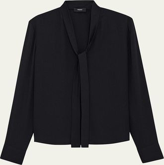 Theory Silk Tie Blouse