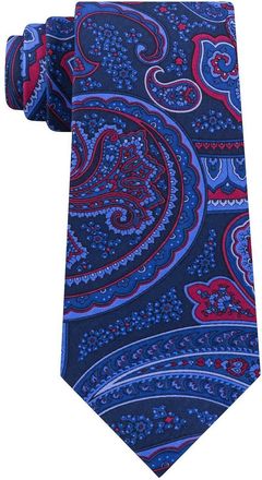 Tommy Hilfiger Mens Classic Large Paisley Silk Twill Tie Navy Size Regular