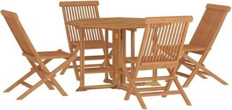 vidaXL 5 Piece Folding Outdoor Dining Set Solid Wood Teak vidaXL