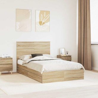 vidaXL vidaXL Letto con Contenitore con testiera Rovere Sonoma 120 x 200 cm