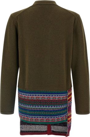 Comme Des Gar&ccedil;ons Jacquard Insert Cardigan - olive