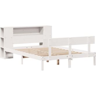 vidaXL Cama Con Estanter&iacute;a Sin Colch&oacute;n Madera Maciza Blanca 120x200 Cm Vidaxl
