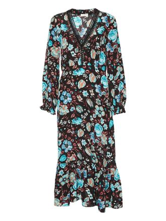 Sandro floral silk midi dress - Black