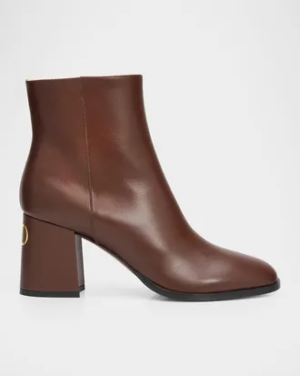 Valentino Garavani 75mm Fawcette Leather Ankle Boots