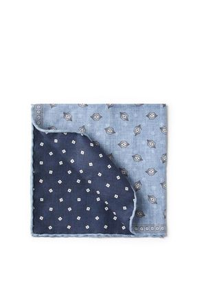 Brunello Cucinelli Pocket square with pattern in Blue at Nordstrom
