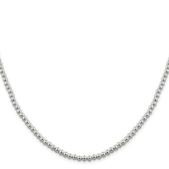 Diamond2Deal Sterling Silver 4mm Beads on Box Chain Necklace
