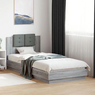 vidaXL Vidaxl Giroletto Con Testiera E Led Grigio Sonoma 100x200 Cm