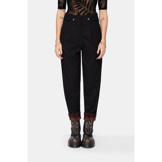 Disturbia Loura Tapered Leg Check Turn Up Trouser in Black at Nordstrom, Size 4