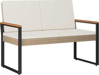 vidaXL Banco De Exterior 2 -seater 107 X 61 X 80 Cm Rat&aacute;n Sint&eacute;tico Vidaxl