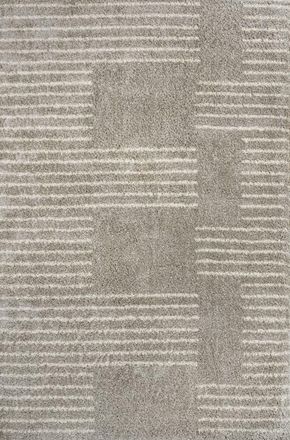 Jonathan Y Designs Petra Abstract Stripe Geometric Shag Area Rug in Gray/ivory at Nordstrom, Size 5Ft 0In X 8Ft 0In
