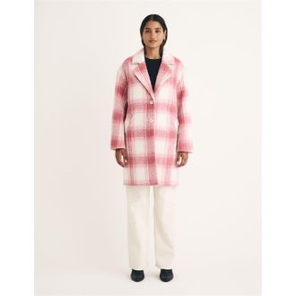 Nobody's Child Womens Nobodys Plaid Teddy Bear Coat in Pink - Size 14 UK