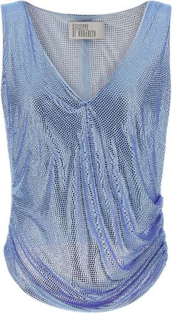 Giuseppe Di Morabito Mesh and Feather Tank Top - Blue