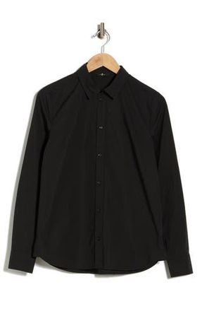 Seven 7 Classic Long Sleeve Button-Up Shirt in Black at Nordstrom Rack, Size X-Small