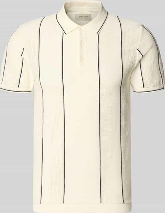 Blend Slim Fit Poloshirt mit Knopfleiste Modell AVEN in Offwhite, Gr&ouml;&szlig;e XXL