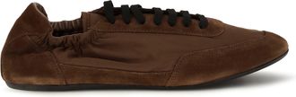 Prada Mens Sneakers Collapse Re-Nylon And Suede Rosewood Sole Rubber Lace-Up Shoes Flat