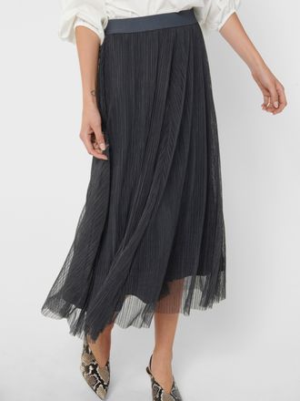 Only Maxirock ONLY ONLLAVINA SKIRT JRS, Damen, Gr. XS (34), asphalt, Jersey, Obermaterial: 100% Polyester, unifarben, wadenlang, R&ouml;cke Maxirock, Polyester