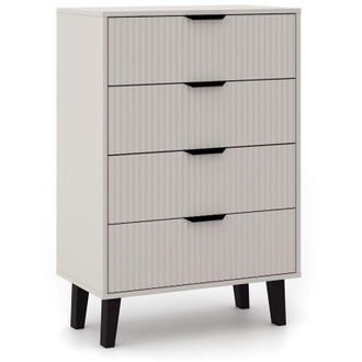 Topeshop Sonia - Cómoda de 4 cajones estilo escandinavo - 70 x 39 x 102,5 cm - Mueble de almacenamiento - Beige cachemira