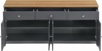STILVORA Aparador Con 4 Puertas Y 3 Cajones, Estantes Ajustables, Estilo R&uacute;stico, En Mdf, Negro Y Gris, 160&times;37&times;75 Cm