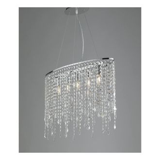 Netlighting BREEZE 5 Light Pendant Ceiling Light Chrome K9 Crystals 66.5x23.5x46cm in Silver | Size: 66.5x23.5x46 cm
