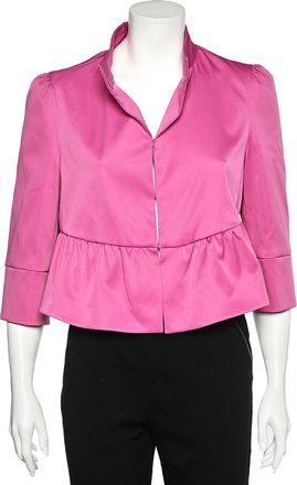 Armani Pink Sateen Ruffled Cropped Jacket